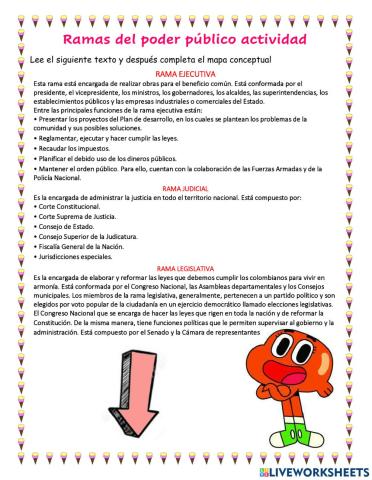 Completar mapa conceptual ramas del poder público