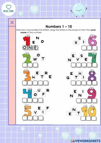 Lesson 15 - Number in words (6 to 10)