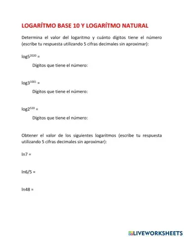 -Logaritmo Base 10 y Logaritmo Natural