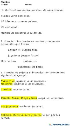 PRONOMBRES PERSONALES