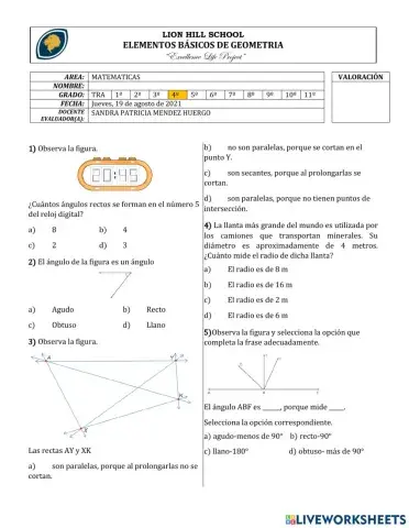 Quiz de elementos basicos de geometria