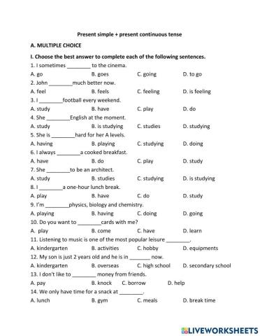 Present simple & continious