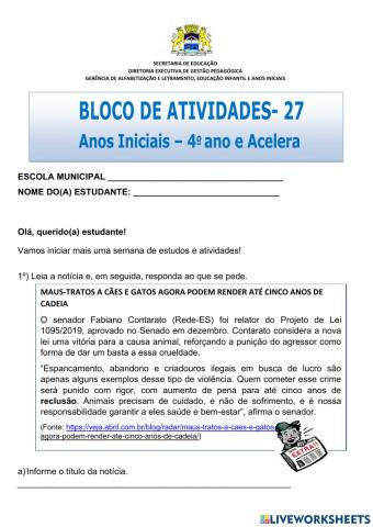 Exercício interdisciplinar