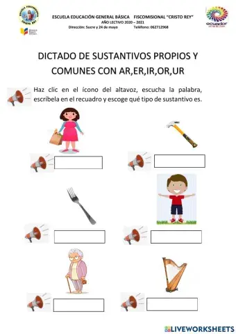 Sustantivos propios y comunes con ar,er,ir,or,ur