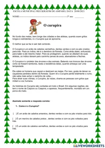 Atividade de língua portuguesa