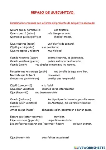 Repaso de subjuntivo