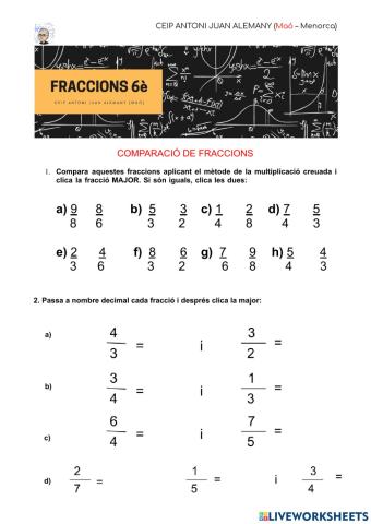 Comparació de fraccions