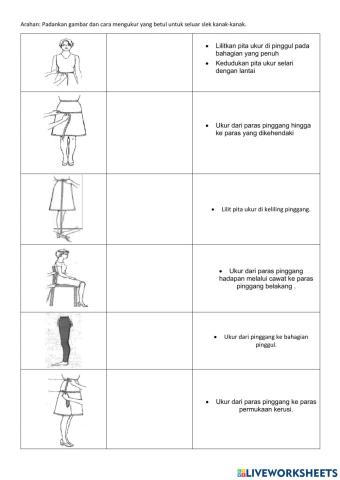 Memadankan gambar ukur badan dan cara yang betul