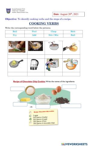Cooking verbs and recipe steps