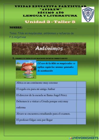 10mo ficha 5 unidad 3