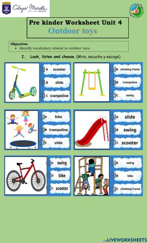 Outdoor toys worksheet