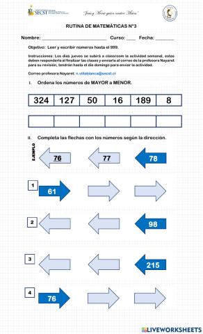 Rutina de matemática N°3