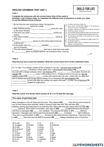 Grammar test unit 3 gold experience