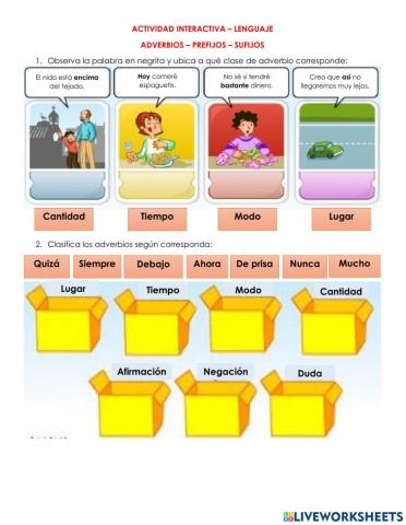 Adverbios, prefijos y sufijos