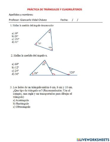 Practica de triángulos y cuadriláteros