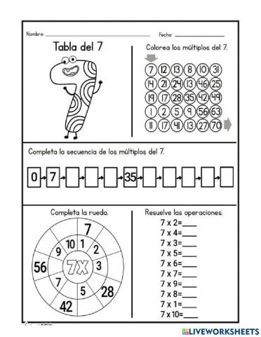 Tabla del 7