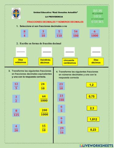Fracciones y números decimales