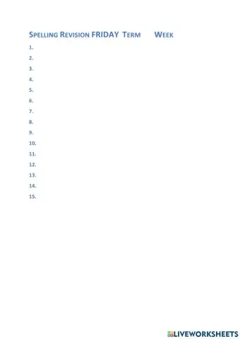 Term 3 Week 6 Spelling