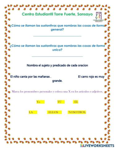 Repaso de sujeto y predicado- y diagrafos