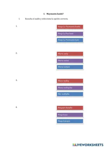 Maymanta kanki. Práctica 1