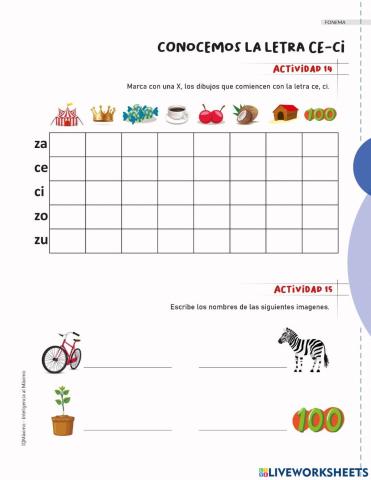 Actividad 14-15 letra Ce-ci