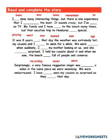 Level3 Unit4 Writing Activity present perfect simple past