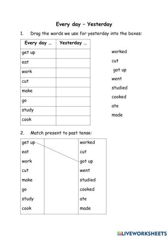 Every day and yesterday match up