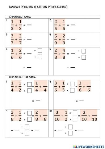 Matematik Tahun 3 - Tambah Pecahan