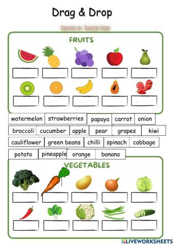 Categorize fruits & vegetables