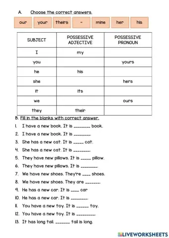 Possessive Adjectives & Possessive Pronouns