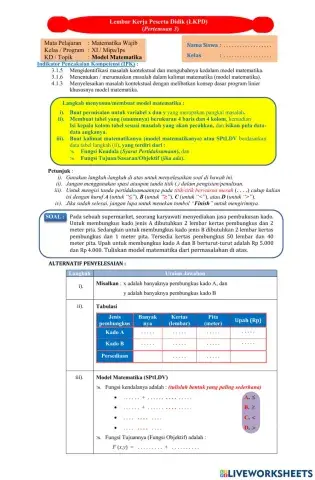 LKPD Model Matematika