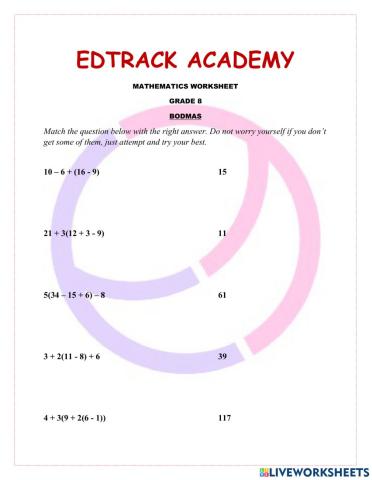 Order of operation - BODMAS
