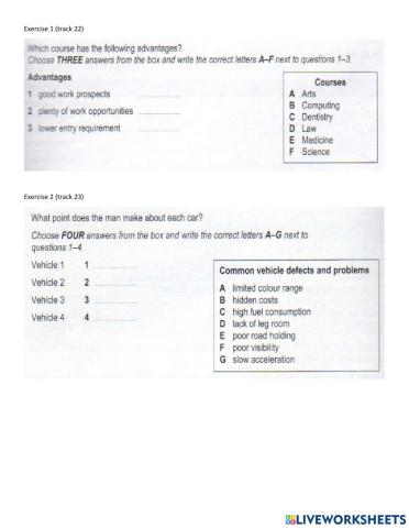 Matching - IELTS listening