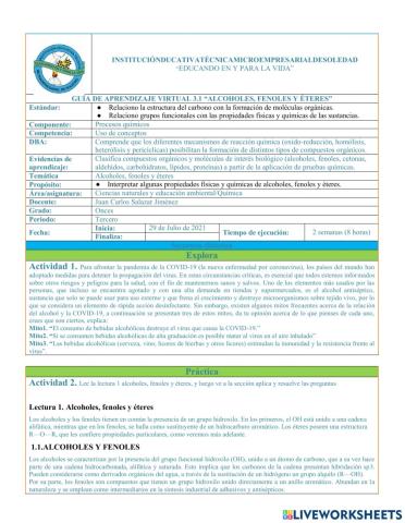 Alcoholes, fenoles y éteres