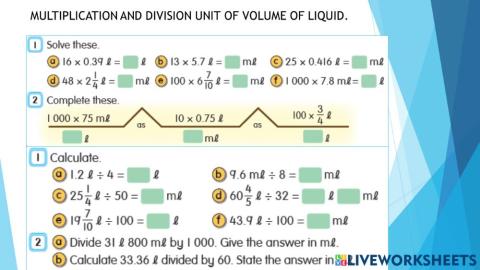 Multiplication and division unit of volume of liquid