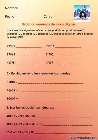 Números naturales de cinco cifres