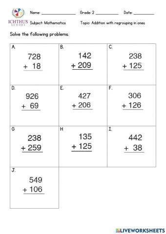 3-digit Addition with Regrouping in Ones