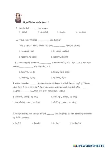 Non-Finite Verb test 1