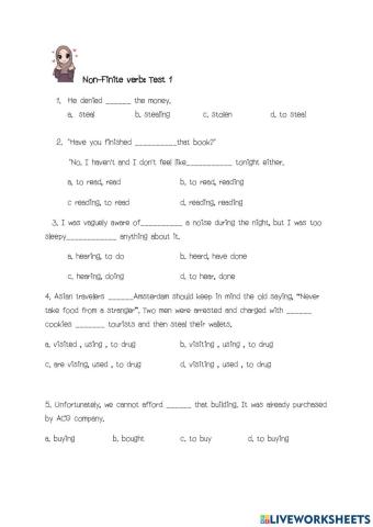 Non-Finite Verb test 1
