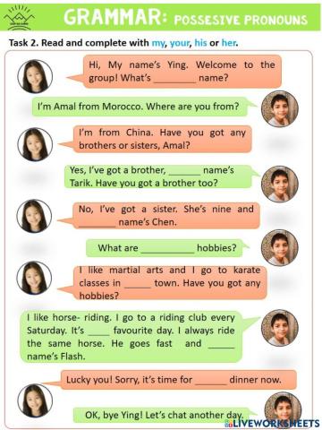 Grammar: Possessive adjectives 2