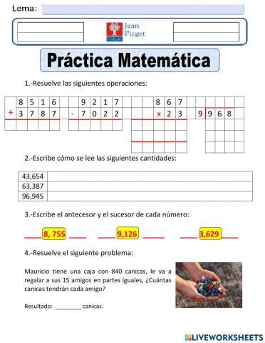 JP Practica 2 Matemáticas 5to