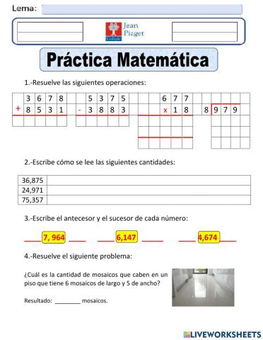 JP Practica 3 Matemáticas 5to