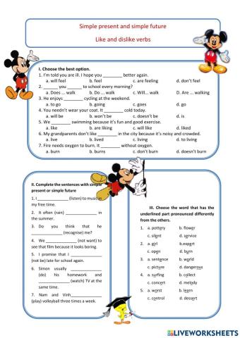 Simple present and simple future