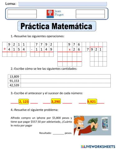 JP Practica 4 Matematicas 5to