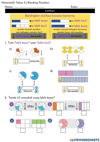 Matematik Tahun 2 - Banding Pecahan
