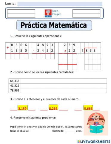 JP Practica 5 Matemáticas 5to
