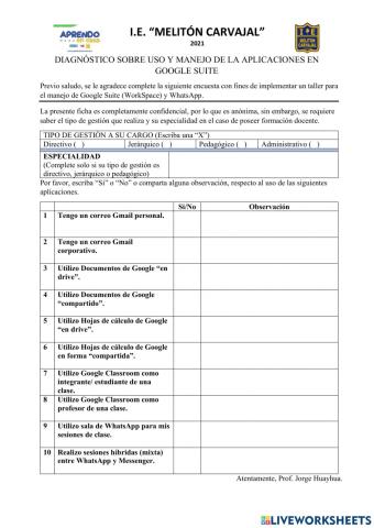 Diagnóstico en el manejo de workspace