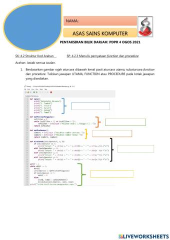 Ask tingkatan 3: function dan procedure