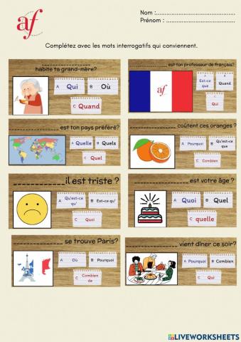 Les mots interrogatifs