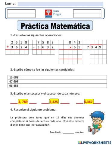 JP Practica 10 Matemáticas 5to